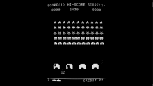Space Invaders in pure black and white raster sprites only
